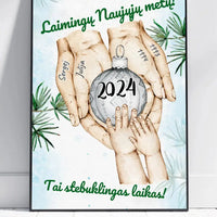 Personalizuotas Šeima ir 1-4 vaikai susikibę už rankų plakatas iliustracija, Kalėdinis plakatas, Motinos Rankos, Naujagimio Plakatas, Menas, Laikydami rankas, Šeimos rankos  Poster -  dovanokis.lt