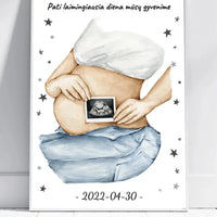 Personalizuota nėščiųjų echoskopijos tyrimo nuotrauką, plakatas su rėmeliuс, Nėščiųjų ultragarsas, Kūdikių kambario dekoras, Vaisiaus ultragarsinis vaizdas, nauja dovana tėvams  Poster -  dovanokis.lt