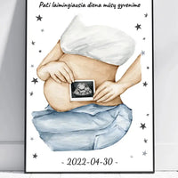 Personalizuota nėščiųjų echoskopijos tyrimo nuotrauką, plakatas su rėmeliuс, Nėščiųjų ultragarsas, Kūdikių kambario dekoras, Vaisiaus ultragarsinis vaizdas, nauja dovana tėvams  Poster -  dovanokis.lt