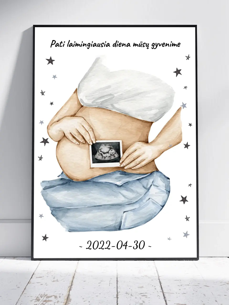Personalizuota nėščiųjų echoskopijos tyrimo nuotrauką, plakatas su rėmeliuс, Nėščiųjų ultragarsas, Kūdikių kambario dekoras, Vaisiaus ultragarsinis vaizdas, nauja dovana tėvams