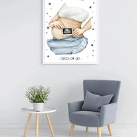 Personalizuota nėščiųjų echoskopijos tyrimo nuotrauką, plakatas su rėmeliuс, Nėščiųjų ultragarsas, Kūdikių kambario dekoras, Vaisiaus ultragarsinis vaizdas, nauja dovana tėvams  Poster -  dovanokis.lt