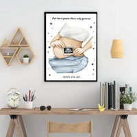 Personalizuota nėščiųjų echoskopijos tyrimo nuotrauką, plakatas su rėmeliuс, Nėščiųjų ultragarsas, Kūdikių kambario dekoras, Vaisiaus ultragarsinis vaizdas, nauja dovana tėvams  Poster -  dovanokis.lt