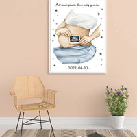 Personalizuota nėščiųjų echoskopijos tyrimo nuotrauką, plakatas su rėmeliuс, Nėščiųjų ultragarsas, Kūdikių kambario dekoras, Vaisiaus ultragarsinis vaizdas, nauja dovana tėvams  Poster -  dovanokis.lt