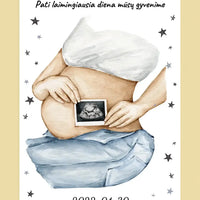 Personalizuota nėščiųjų echoskopijos tyrimo nuotrauką, plakatas su rėmeliuс, Nėščiųjų ultragarsas, Kūdikių kambario dekoras, Vaisiaus ultragarsinis vaizdas, nauja dovana tėvams  Poster -  dovanokis.lt