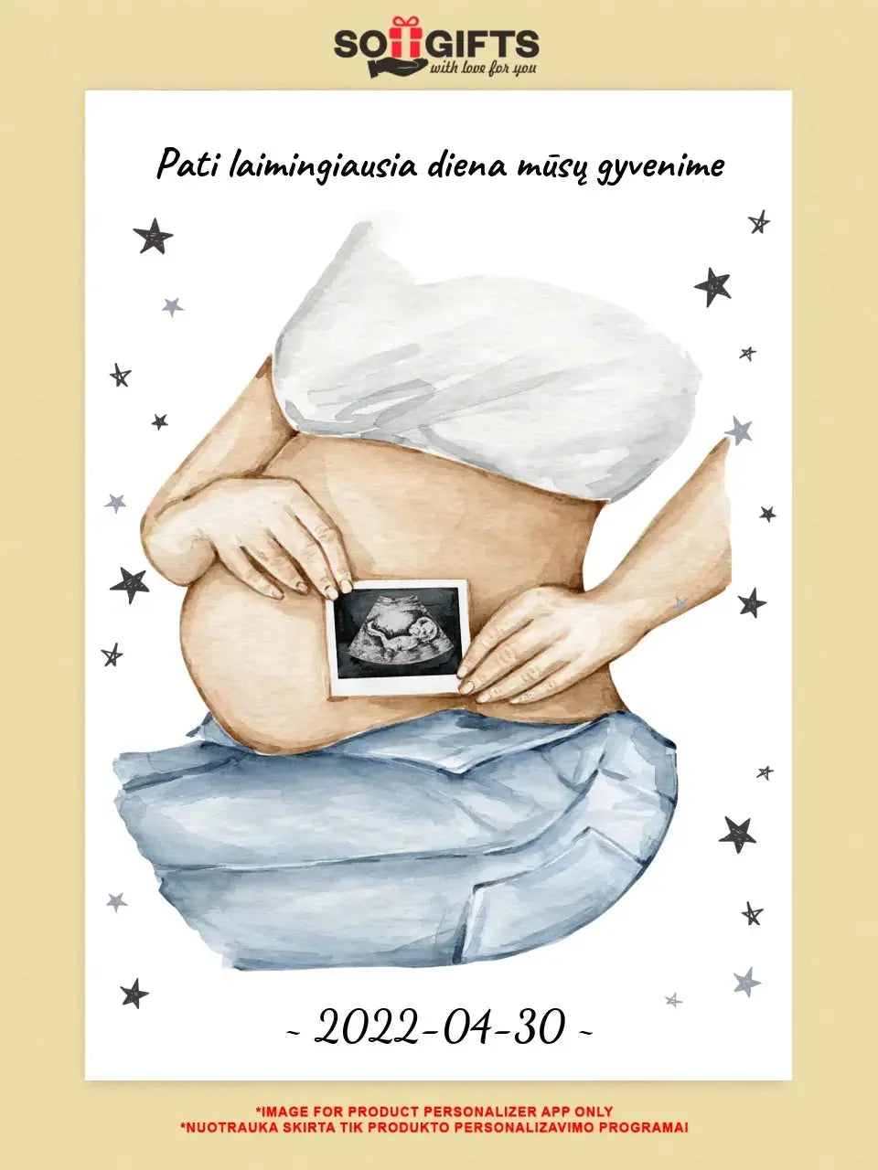 Personalizuota nėščiųjų echoskopijos tyrimo nuotrauką, plakatas su rėmeliuс, Nėščiųjų ultragarsas, Kūdikių kambario dekoras, Vaisiaus ultragarsinis vaizdas, nauja dovana tėvams  Poster -  dovanokis.lt