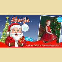 Personalizuota Kinder 8 batonėlių šokoladinė dėžutė su jūsų nuotrauka, Kalėdinė versija su Kalėdų seneliu TeeInBlue