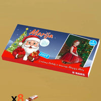 Personalizuota Kinder 8 batonėlių šokoladinė dėžutė su jūsų nuotrauka, Kalėdinė versija su Kalėdų seneliu TeeInBlue