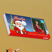 Personalizuota Kinder 8 batonėlių šokoladinė dėžutė su jūsų nuotrauka, Kalėdinė versija su Kalėdų seneliu TeeInBlue