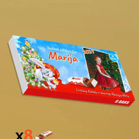 Personalizuota Kinder 8 batonėlių šokoladinė dėžutė su jūsų nuotrauka, Kalėdinė versija su kalėdiniu zuikučiu TeeInBlue