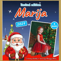 Personalizuota Kinder 4 batonėlių šokoladinė dėžutė su jūsų nuotrauka, Kalėdinė versija su Kalėdų seneliu TeeInBlue