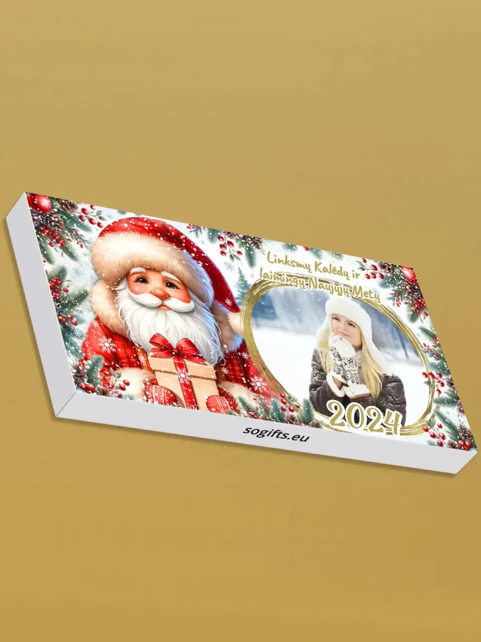 Personalizuotas "Kalėdinis dizainas 4“ šokoladas su jūsų nuotrauka TeeInBlue