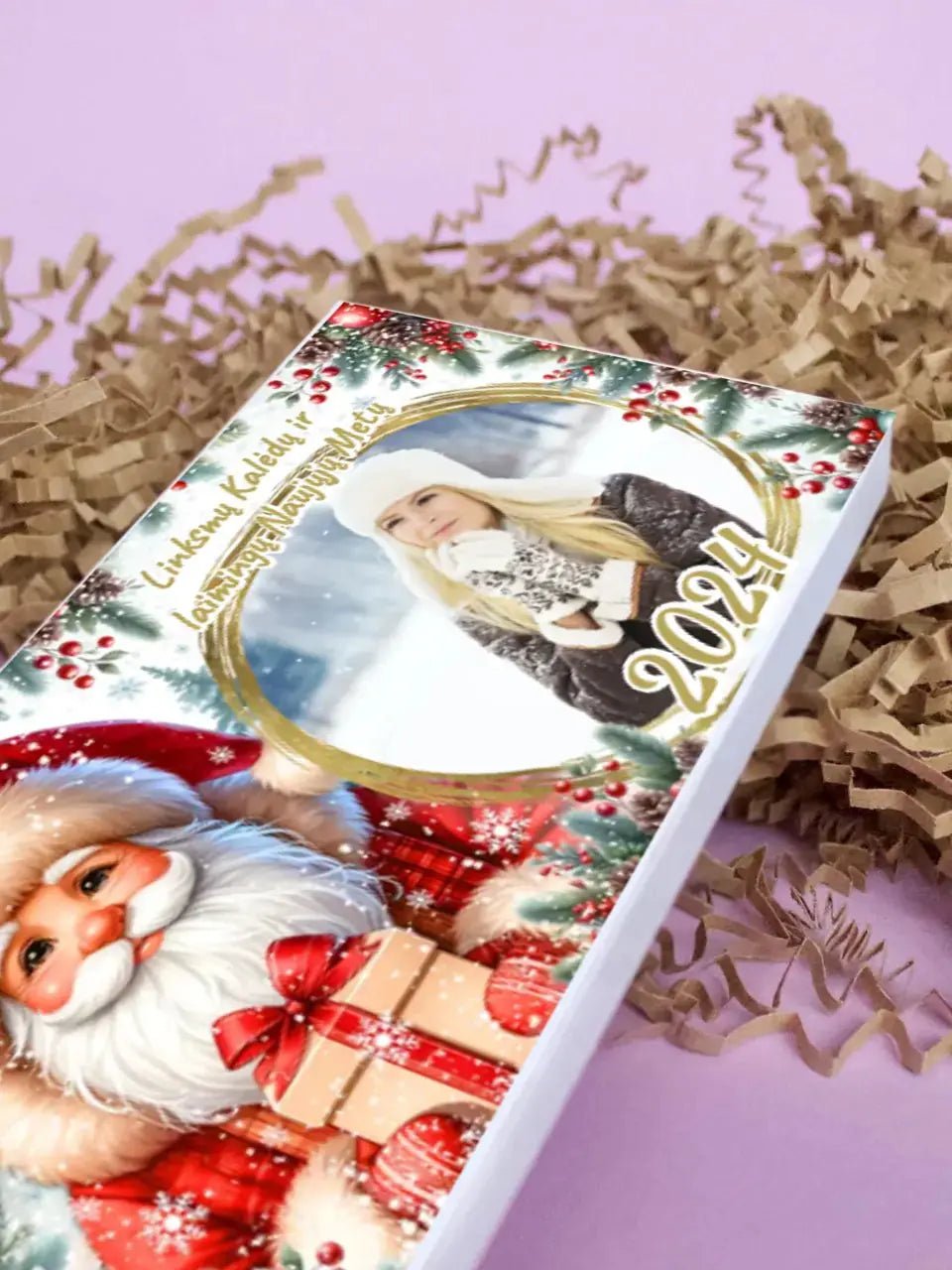 Personalizuotas "Kalėdinis dizainas 4“ šokoladas su jūsų nuotrauka TeeInBlue