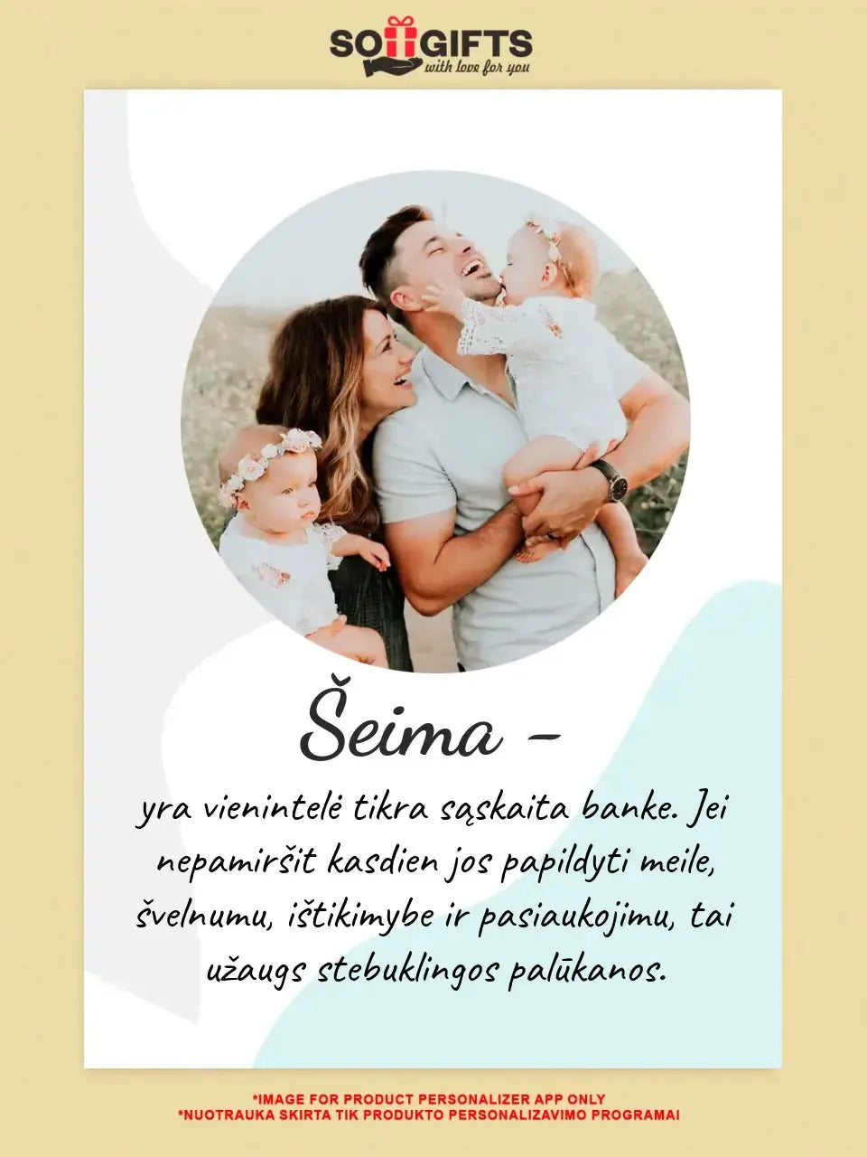 Personalizuotas šeimos plakatas su rėmeliu, su jūsų nuotrauka  Poster -  dovanokis.lt