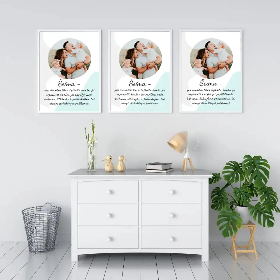 Personalizuotas šeimos plakatas su rėmeliu, su jūsų nuotrauka  Poster -  dovanokis.lt