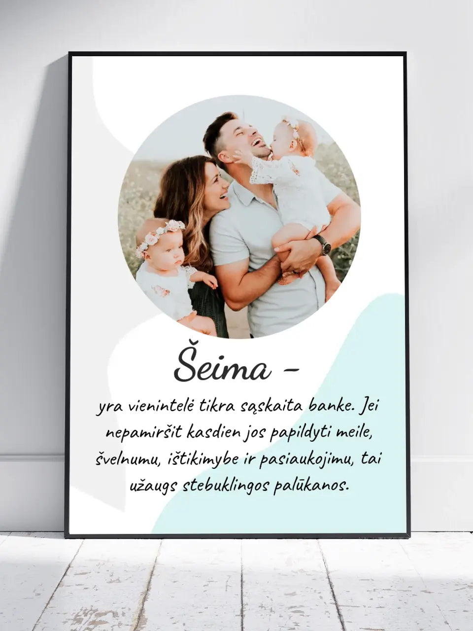 Personalizuotas šeimos plakatas su rėmeliu, su jūsų nuotrauka