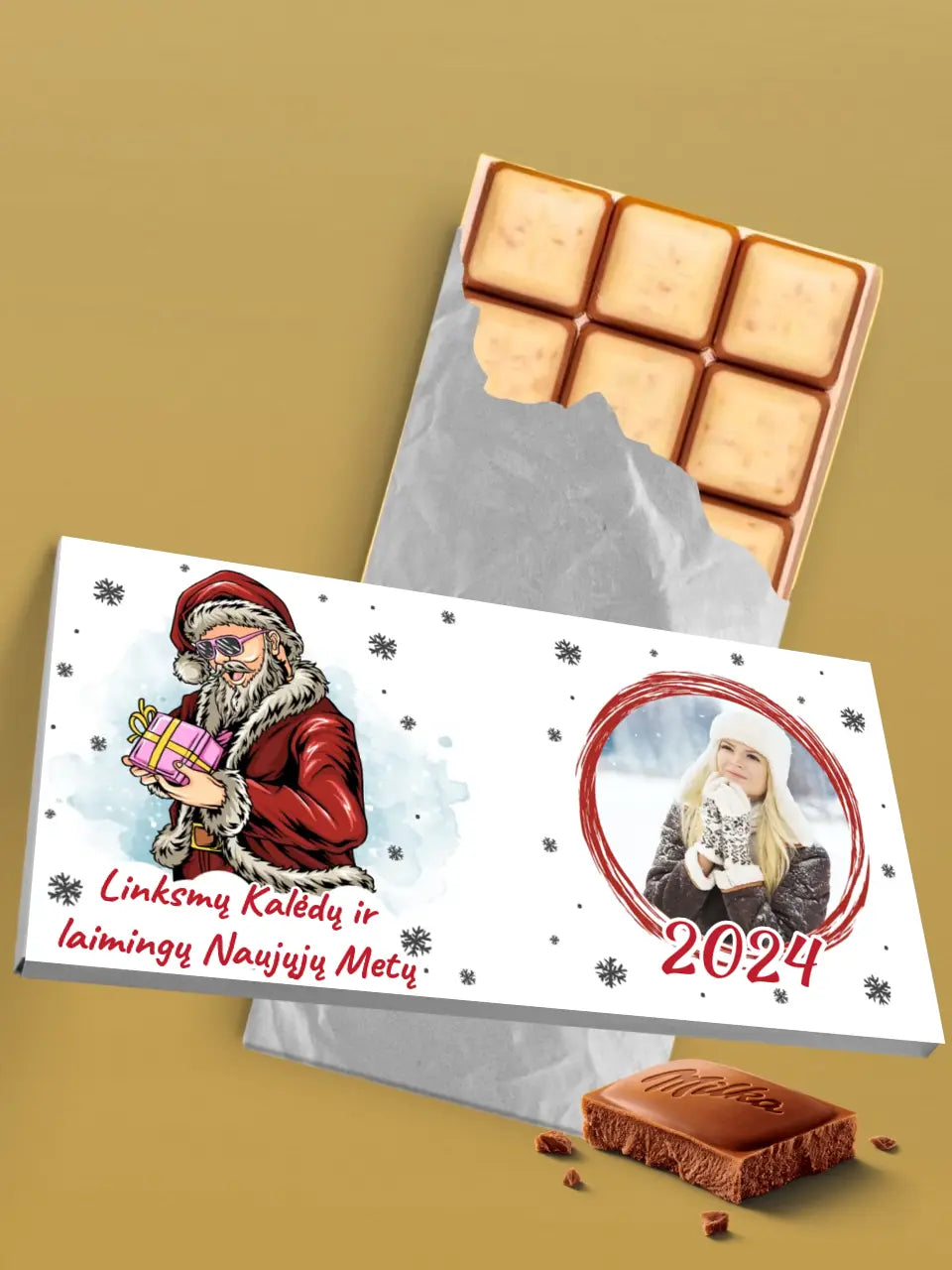 Personalizuotas "Kalėdinis dizainas 14“ šokoladas su jūsų nuotrauka