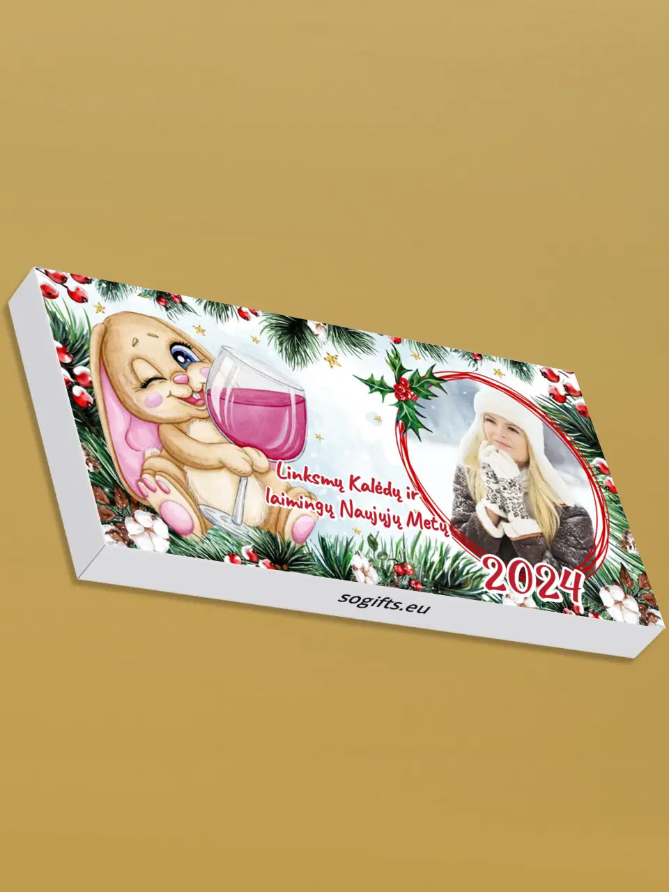 Personalizuotas "Kalėdinis dizainas 15“ šokoladas su jūsų nuotrauka