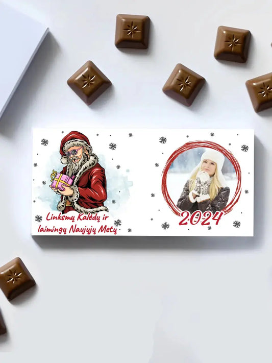 Personalizuotas "Kalėdinis dizainas 14“ šokoladas su jūsų nuotrauka TeeInBlue