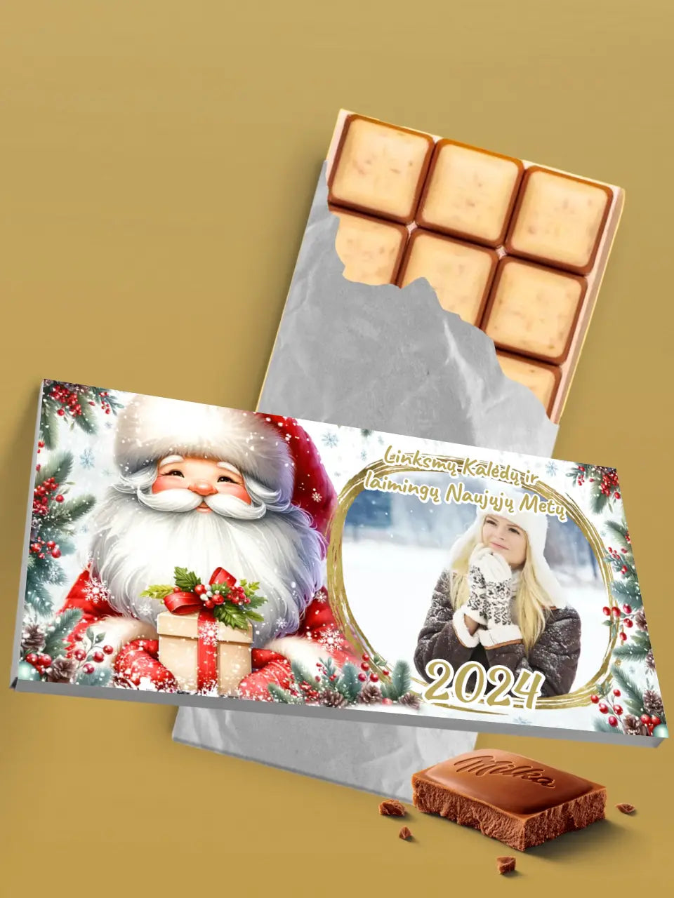 Personalizuotas "Kalėdinis dizainas 12“ šokoladas su jūsų nuotrauka