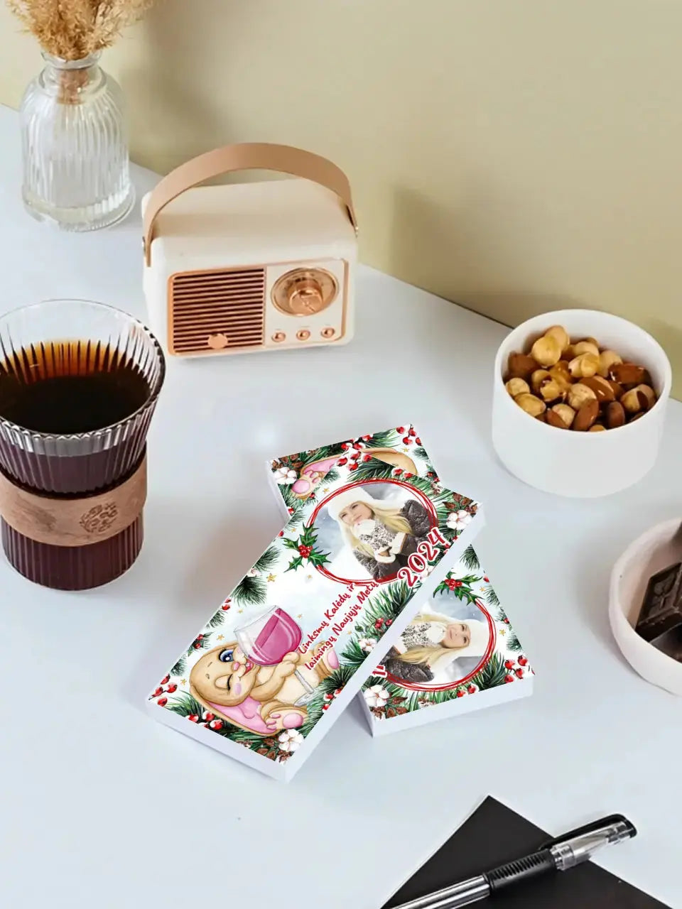 Personalizuotas "Kalėdinis dizainas 15“ šokoladas su jūsų nuotrauka TeeInBlue