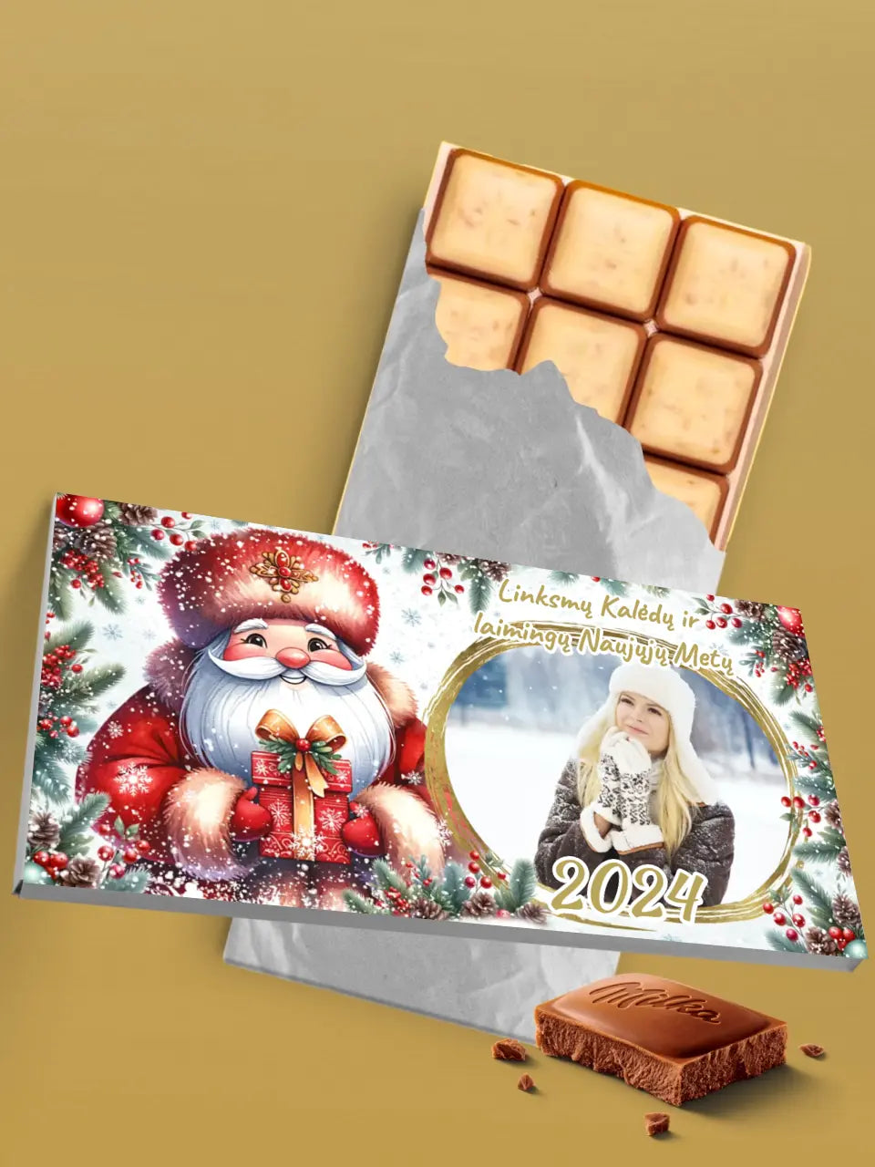 Personalizuotas "Kalėdinis dizainas 11“ šokoladas su jūsų nuotrauka