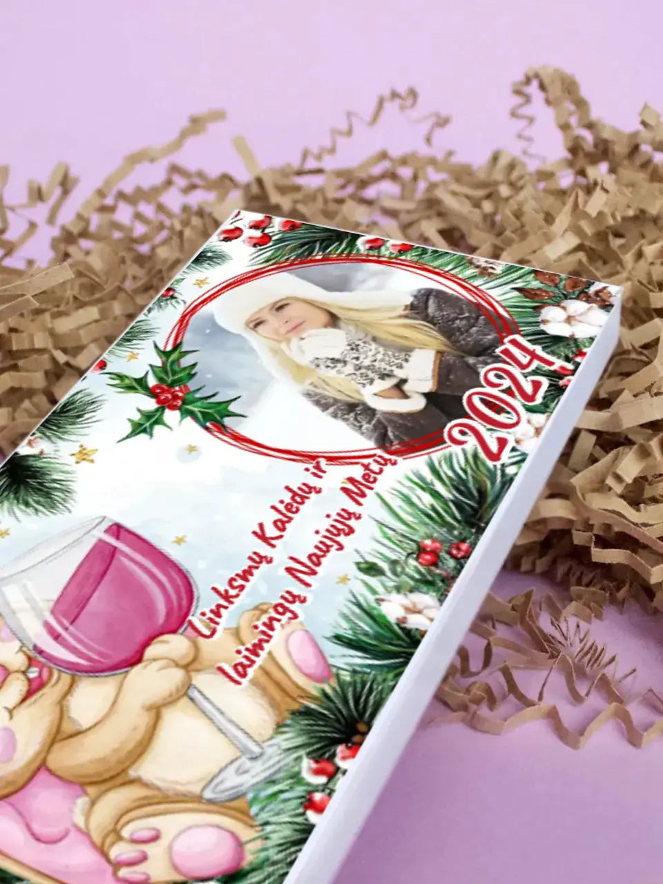 Personalizuotas "Kalėdinis dizainas 15“ šokoladas su jūsų nuotrauka TeeInBlue