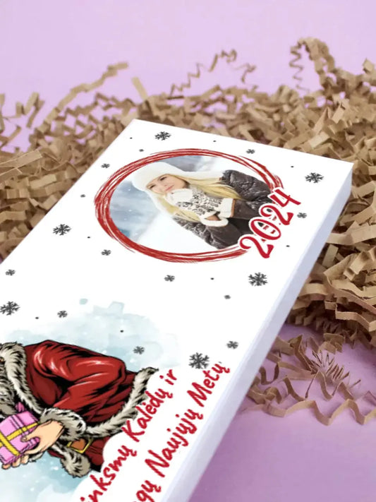 Personalizuotas "Kalėdinis dizainas 14“ šokoladas su jūsų nuotrauka TeeInBlue