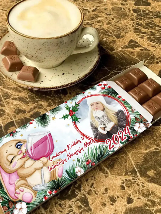 Personalizuotas "Kalėdinis dizainas 15“ šokoladas su jūsų nuotrauka TeeInBlue