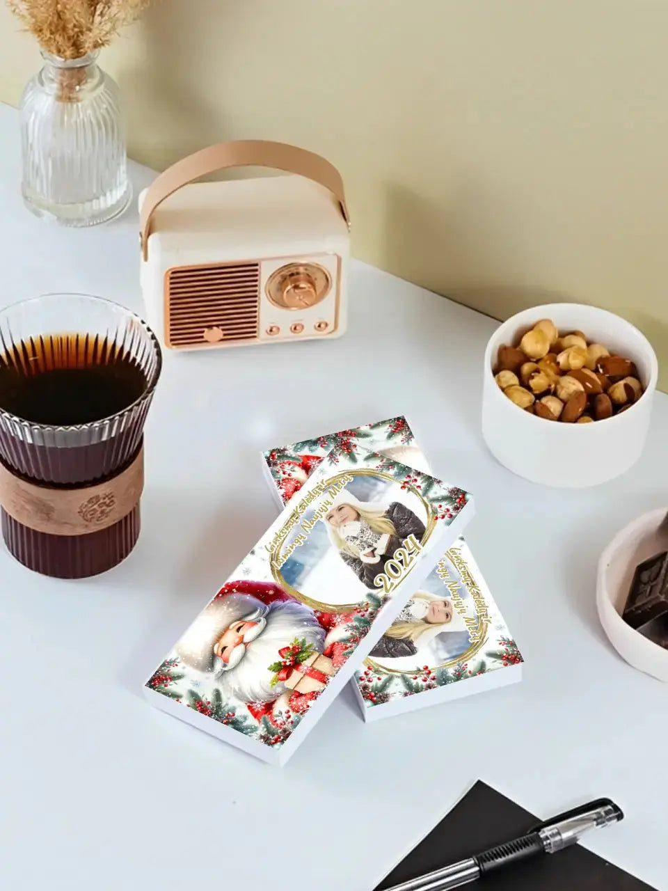 Personalizuotas "Kalėdinis dizainas 12“ šokoladas su jūsų nuotrauka TeeInBlue