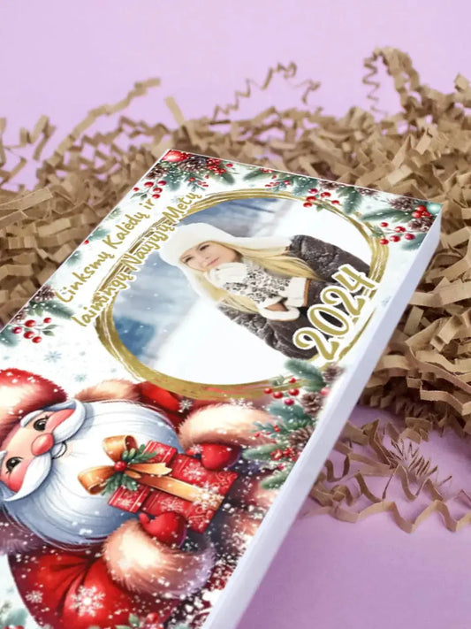 Personalizuotas "Kalėdinis dizainas 11“ šokoladas su jūsų nuotrauka TeeInBlue