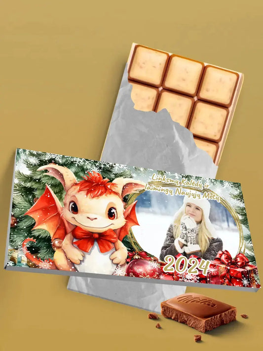 Personalizuotas "Kalėdinis dizainas 6“ šokoladas su jūsų nuotrauka TeeInBlue