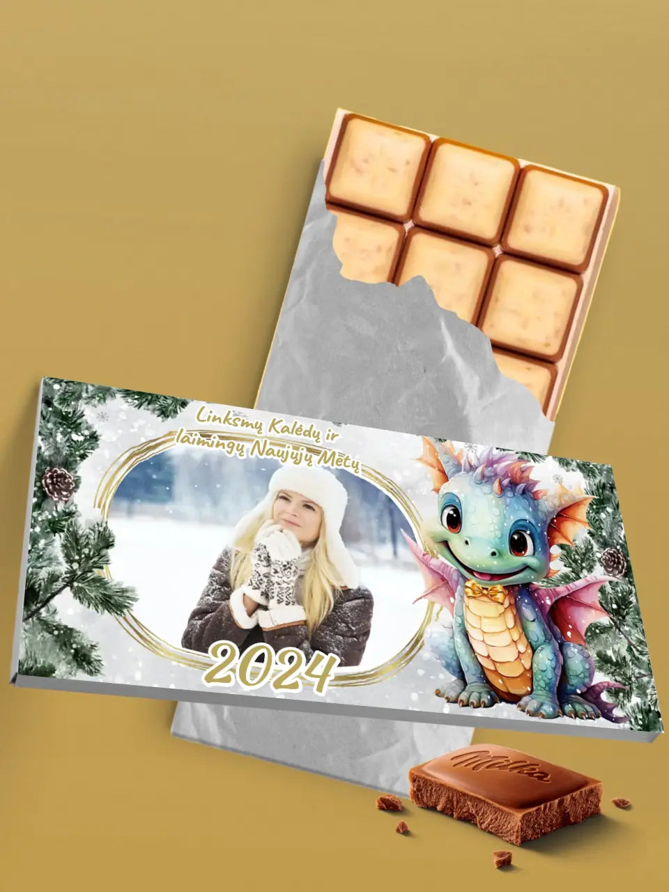Personalizuotas "Kalėdinis dizainas 7“ šokoladas su jūsų nuotrauka