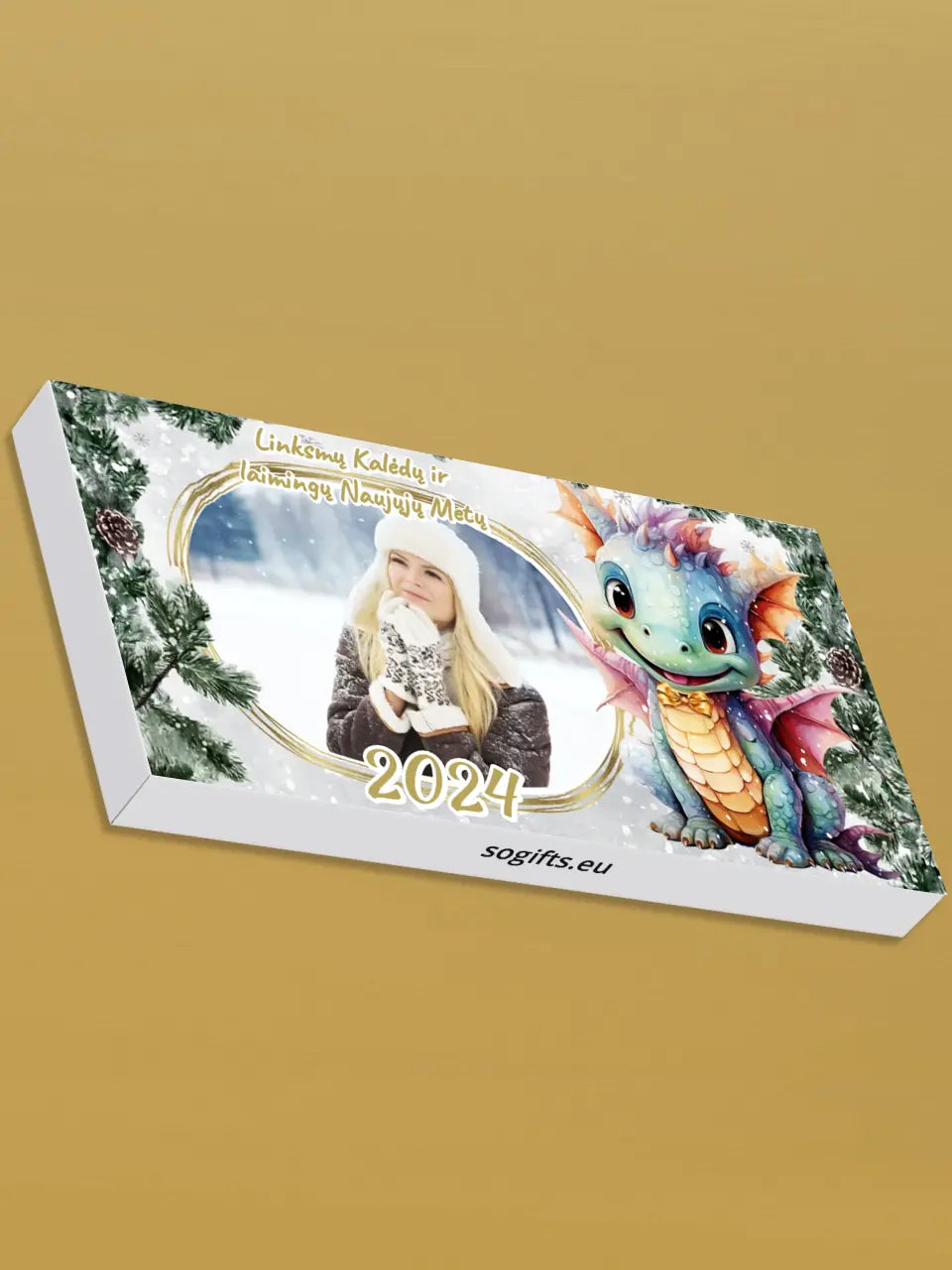 Personalizuotas "Kalėdinis dizainas 7“ šokoladas su jūsų nuotrauka