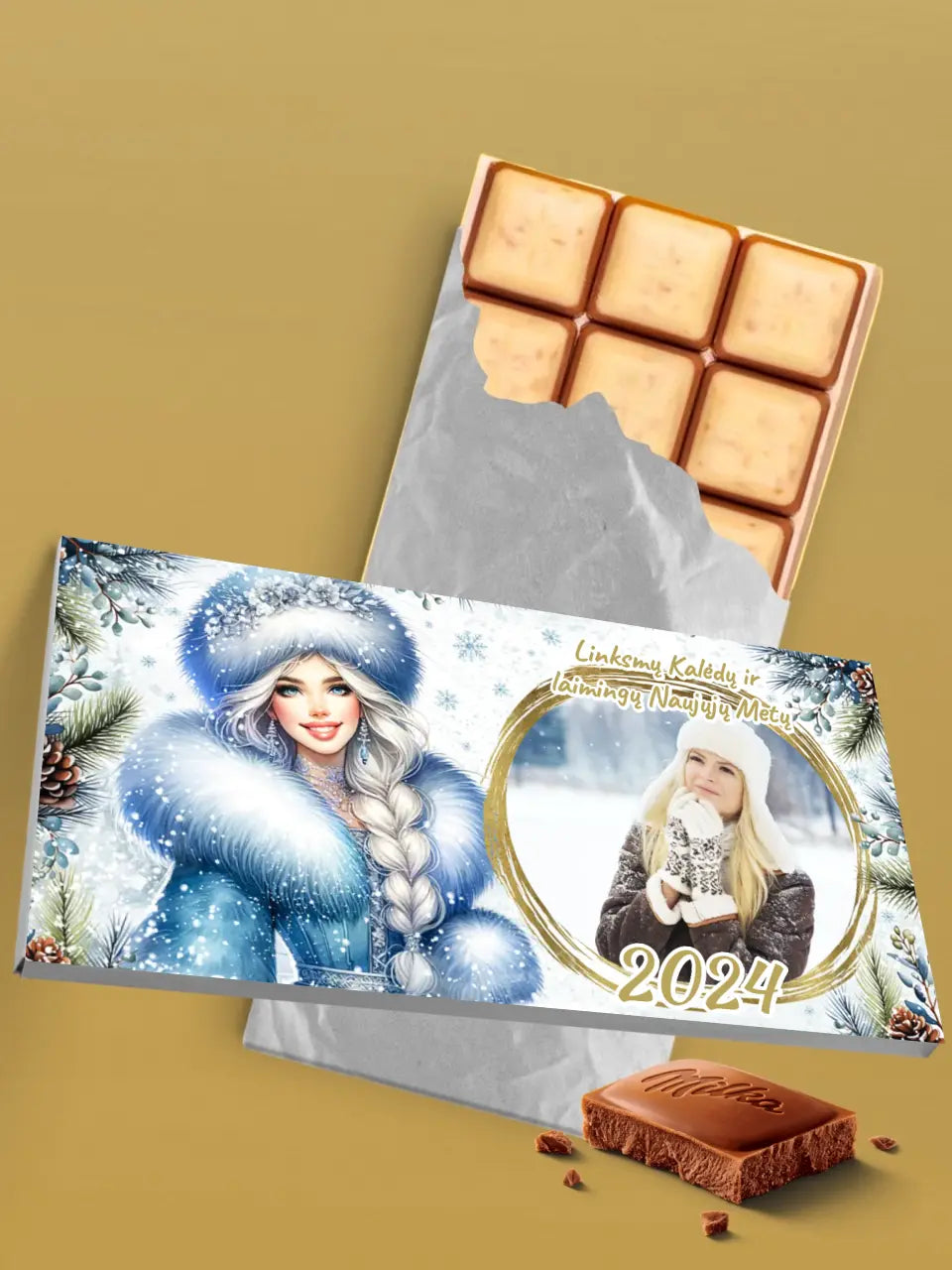 Personalizuotas "Kalėdinis dizainas 8“ šokoladas su jūsų nuotrauka