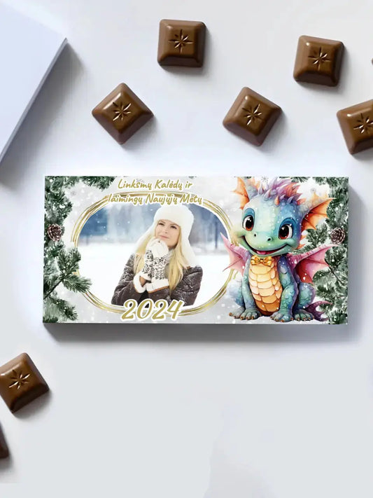 Personalizuotas "Kalėdinis dizainas 7“ šokoladas su jūsų nuotrauka TeeInBlue