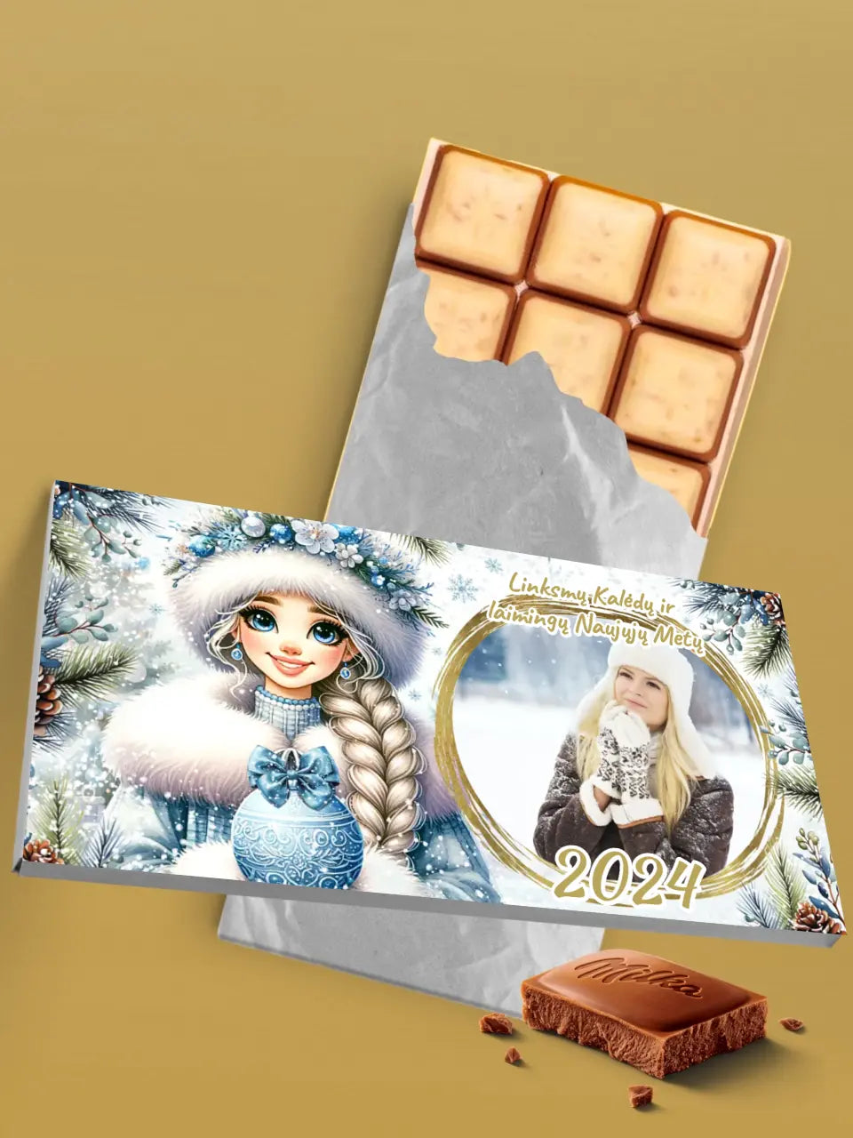 Personalizuotas "Kalėdinis dizainas 9“ šokoladas su jūsų nuotrauka