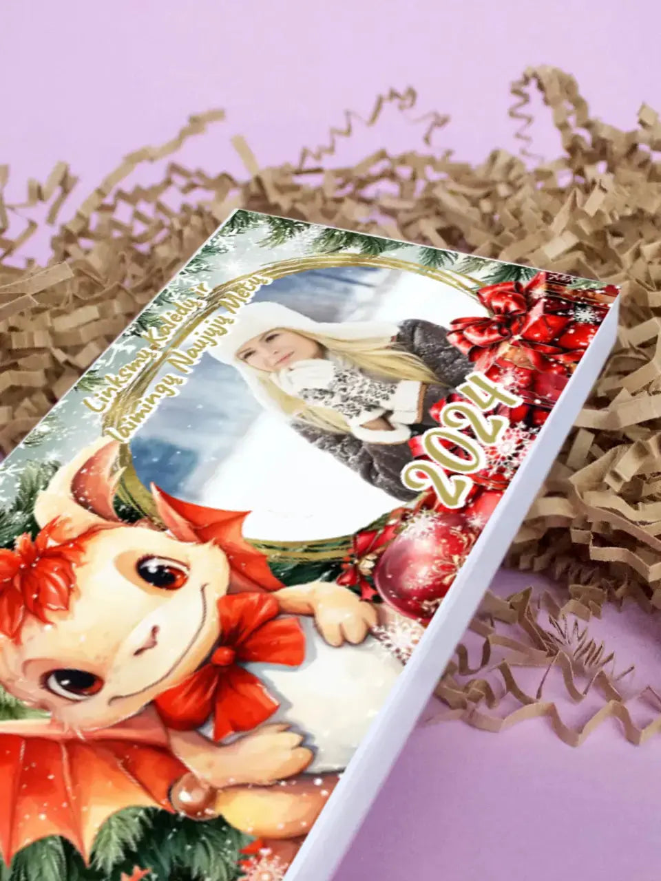 Personalizuotas "Kalėdinis dizainas 6“ šokoladas su jūsų nuotrauka TeeInBlue