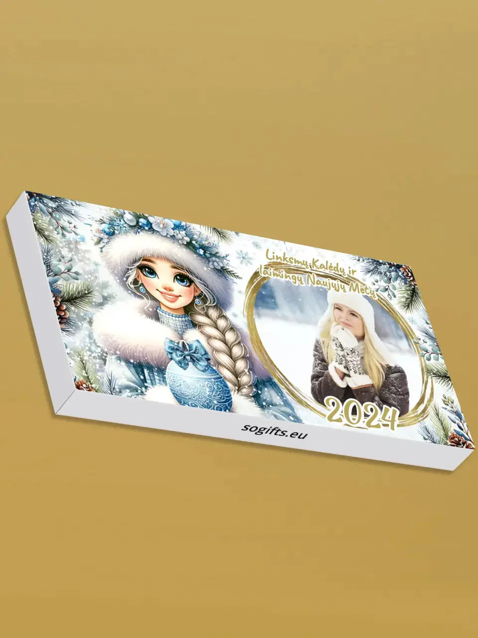 Personalizuotas "Kalėdinis dizainas 9“ šokoladas su jūsų nuotrauka TeeInBlue