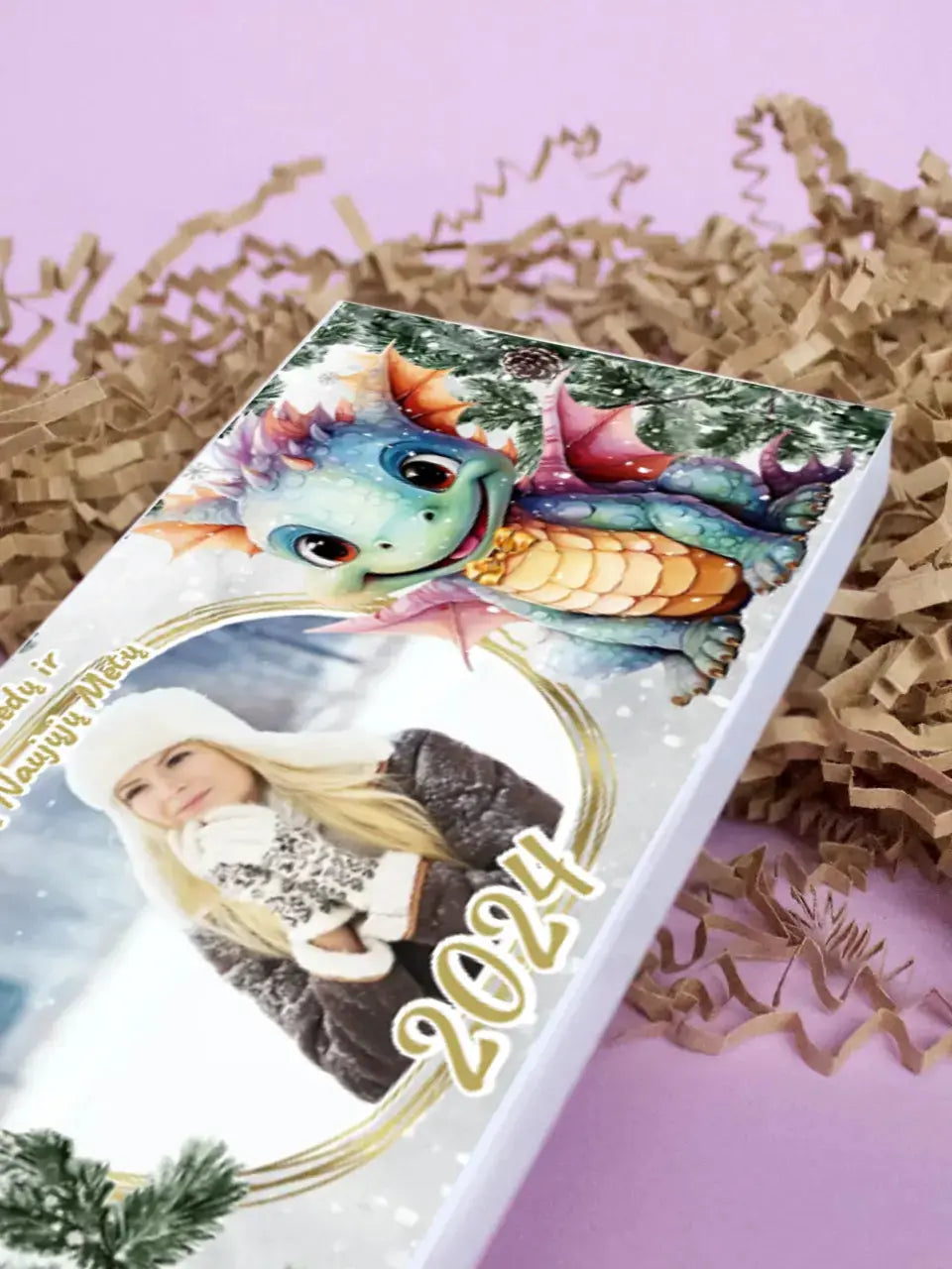 Personalizuotas "Kalėdinis dizainas 7“ šokoladas su jūsų nuotrauka TeeInBlue