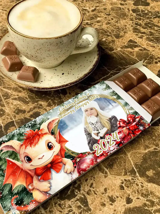 Personalizuotas "Kalėdinis dizainas 6“ šokoladas su jūsų nuotrauka TeeInBlue