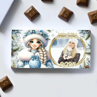 Personalizuotas "Kalėdinis dizainas 9“ šokoladas su jūsų nuotrauka TeeInBlue