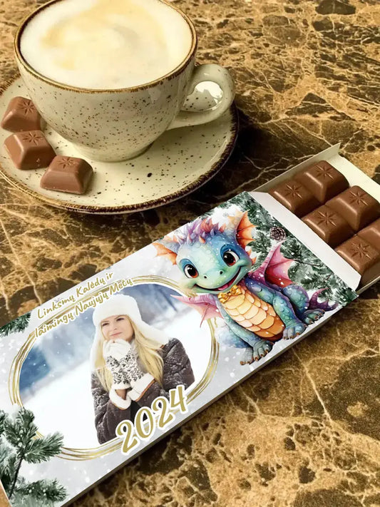 Personalizuotas "Kalėdinis dizainas 7“ šokoladas su jūsų nuotrauka TeeInBlue