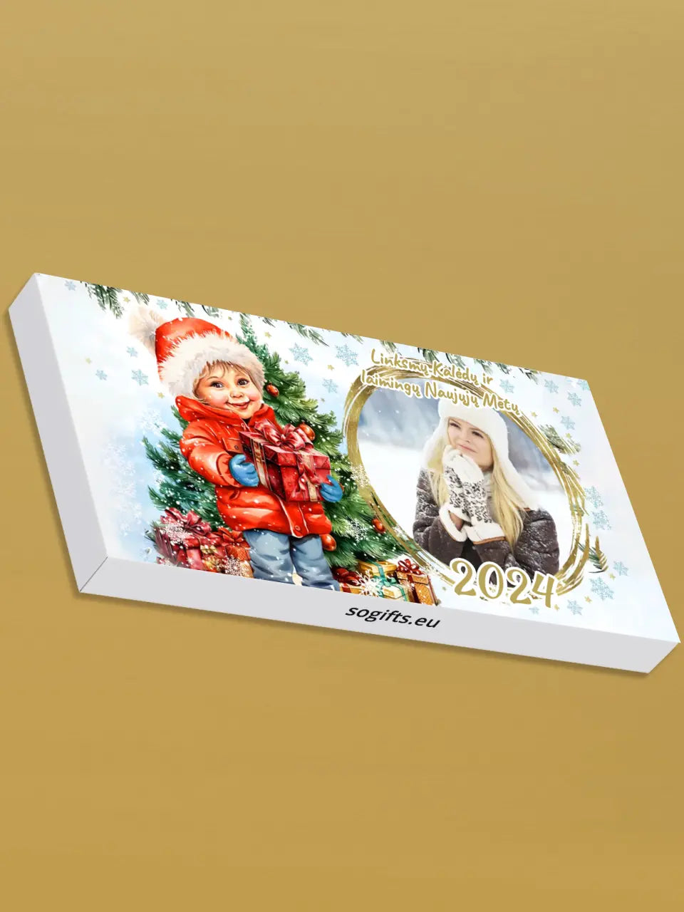 Personalizuotas "Kalėdinis dizainas 10“ šokoladas su jūsų nuotrauka