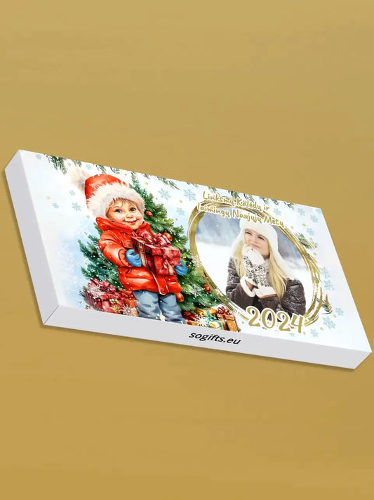 Personalizuotas "Kalėdinis dizainas 10“ šokoladas su jūsų nuotrauka TeeInBlue