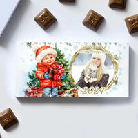 Personalizuotas "Kalėdinis dizainas 10“ šokoladas su jūsų nuotrauka TeeInBlue