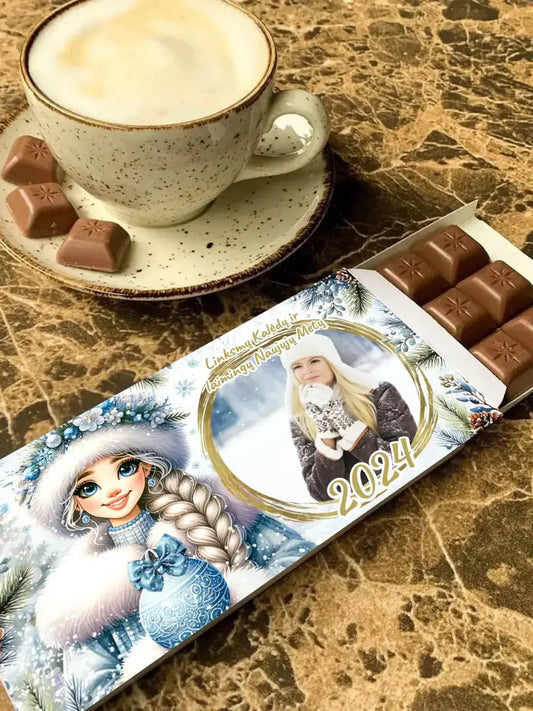 Personalizuotas "Kalėdinis dizainas 9“ šokoladas su jūsų nuotrauka TeeInBlue