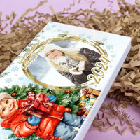 Personalizuotas "Kalėdinis dizainas 10“ šokoladas su jūsų nuotrauka TeeInBlue