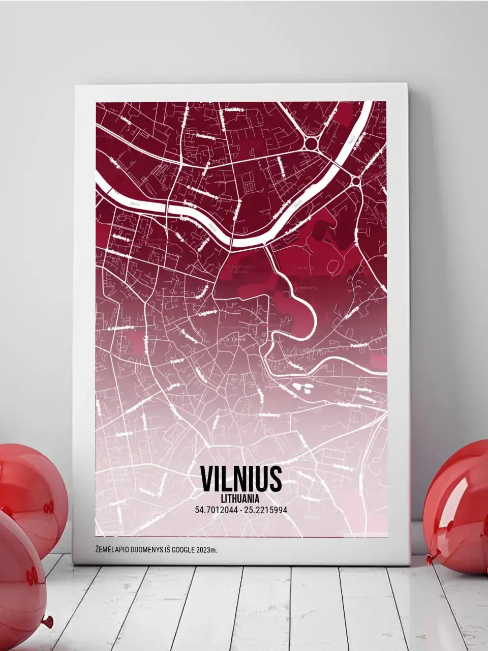 Personalizuotas miesto žemėlapis ant drobės su jūsų pasirinkta vieta  Drobe -  dovanokis.lt