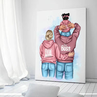 Personalizuotas "Tikra boso šeima" iliustracija su vaiku ant drobės  Drobe -  dovanokis.lt