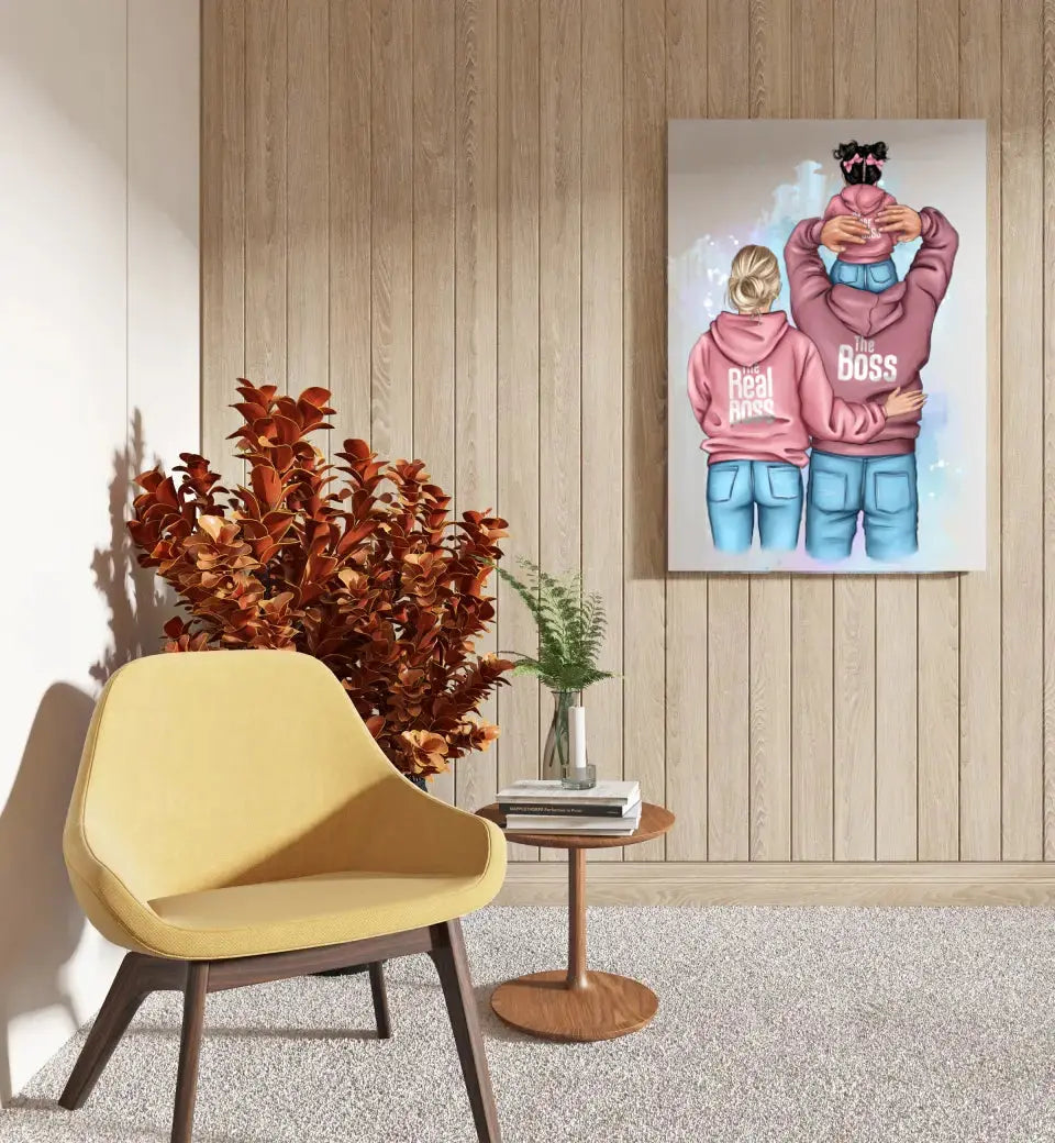 Personalizuotas "Tikra boso šeima" iliustracija su vaiku ant drobės  Drobe -  dovanokis.lt